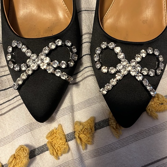 J Crew Factory Crystal Bow Kitten Heels 7.5 - Picture 2 of 5
